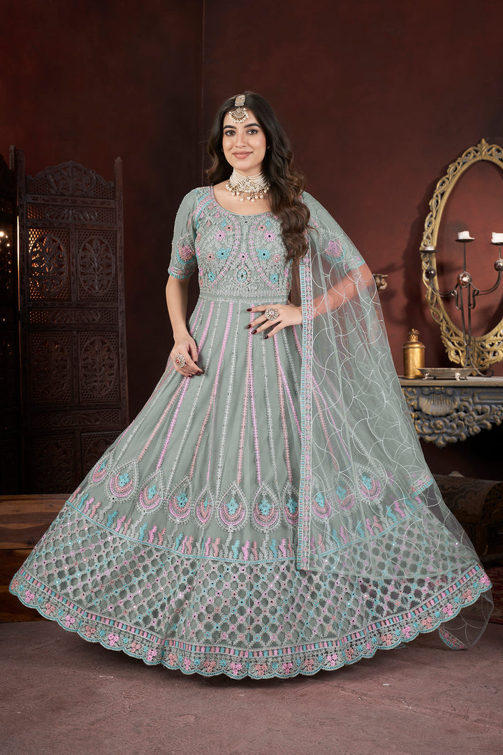 Premium Anarkali Suit | Zarkan Embroidery on Net with Stunning Details