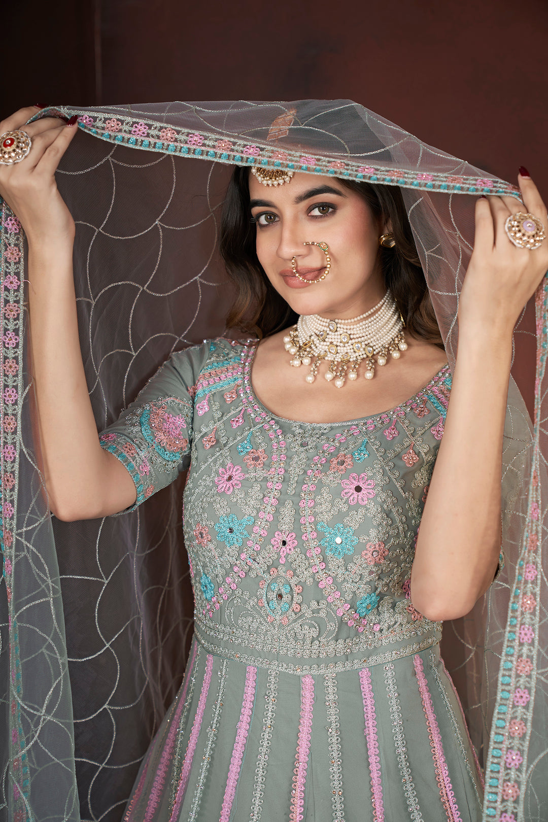 Premium Anarkali Suit | Zarkan Embroidery on Net with Stunning Details