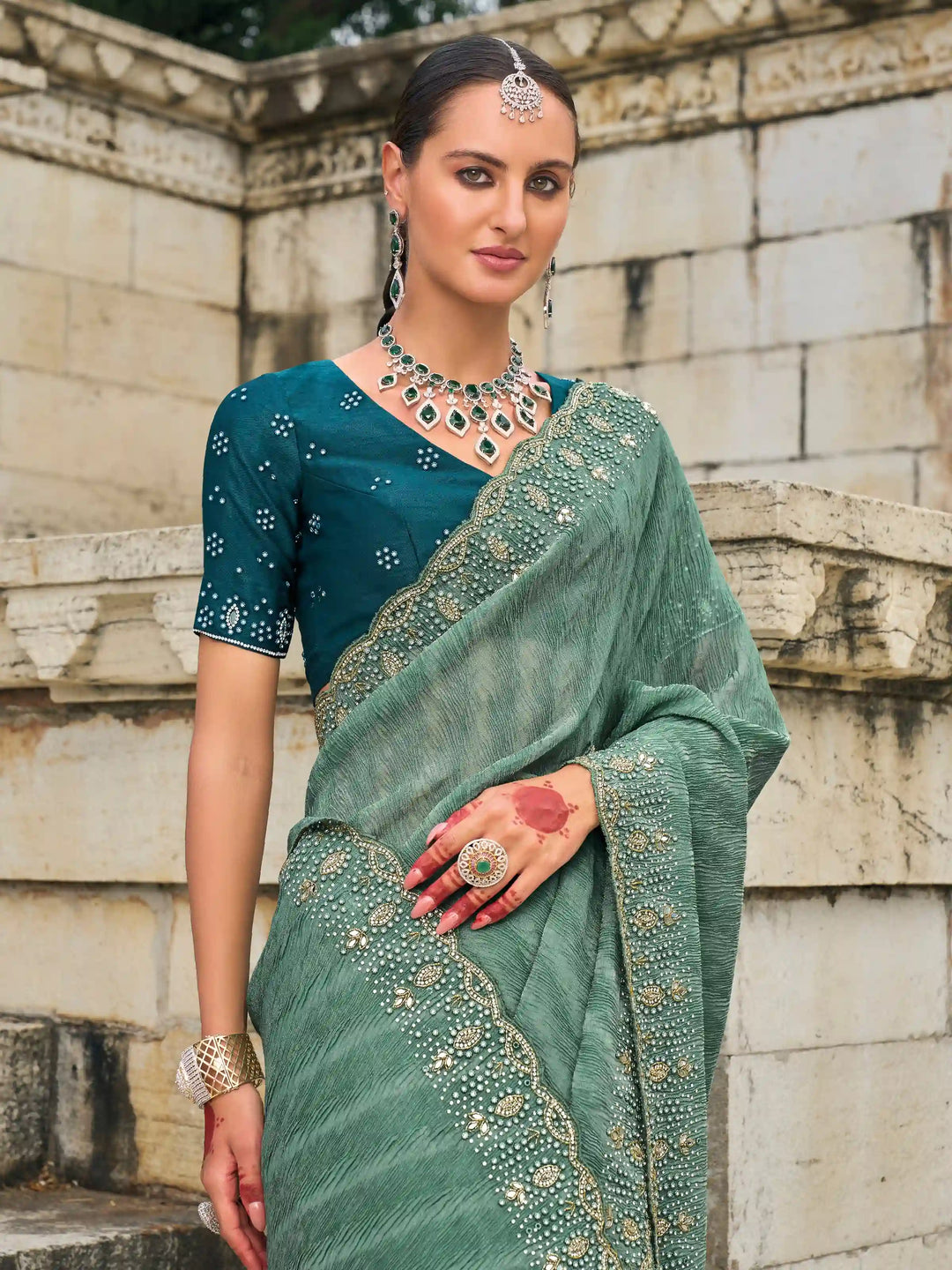 Luxurious Tissue-Crush Saree | Perfect for Weddings & Festive Celebrations