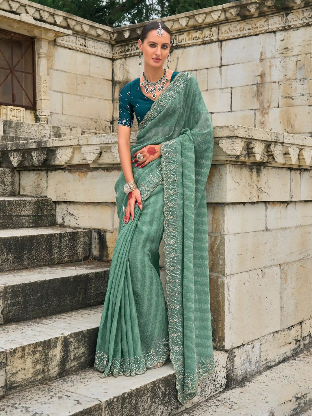 Luxurious Tissue-Crush Saree | Perfect for Weddings & Festive Celebrations