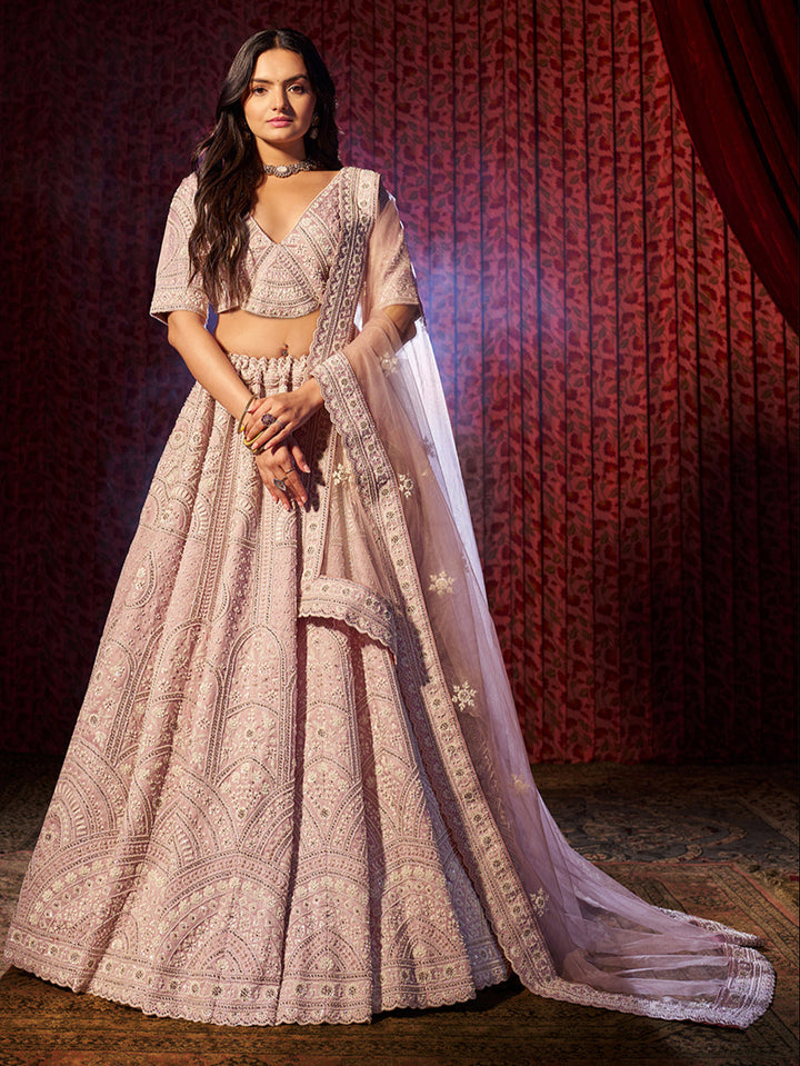 Charming Lilac Silk Lehenga with Lilac Dupatta | Elegance Redefined for Brides