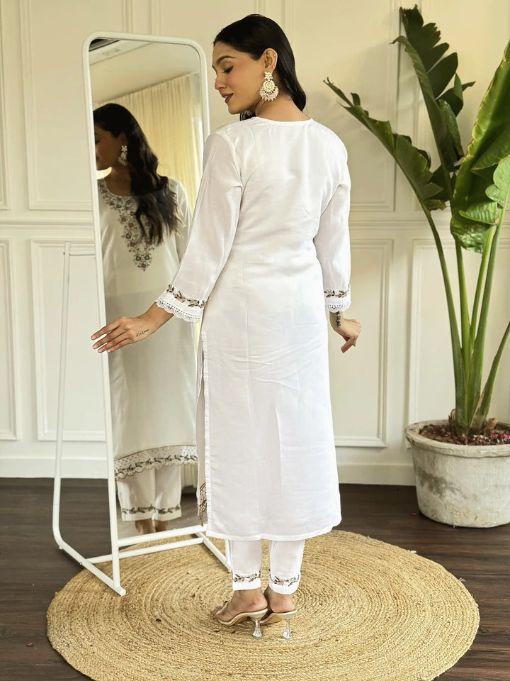 Stylish Cream Viscose Chanderi Top Featuring Viscose Chanderi Bottom | Highlighting a Stunning C