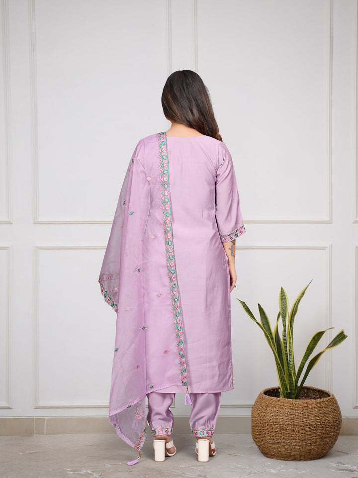 Chic Pink Viscose Chanderi Combination | Accentuated by a Organza Dupatta