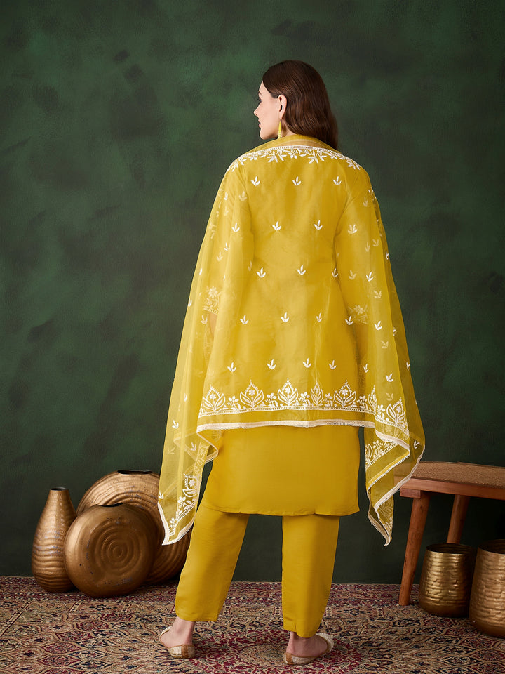 Graceful Baby Pink Roman Silk Top with Bottom | Accentuated by a Organza Dupatta
