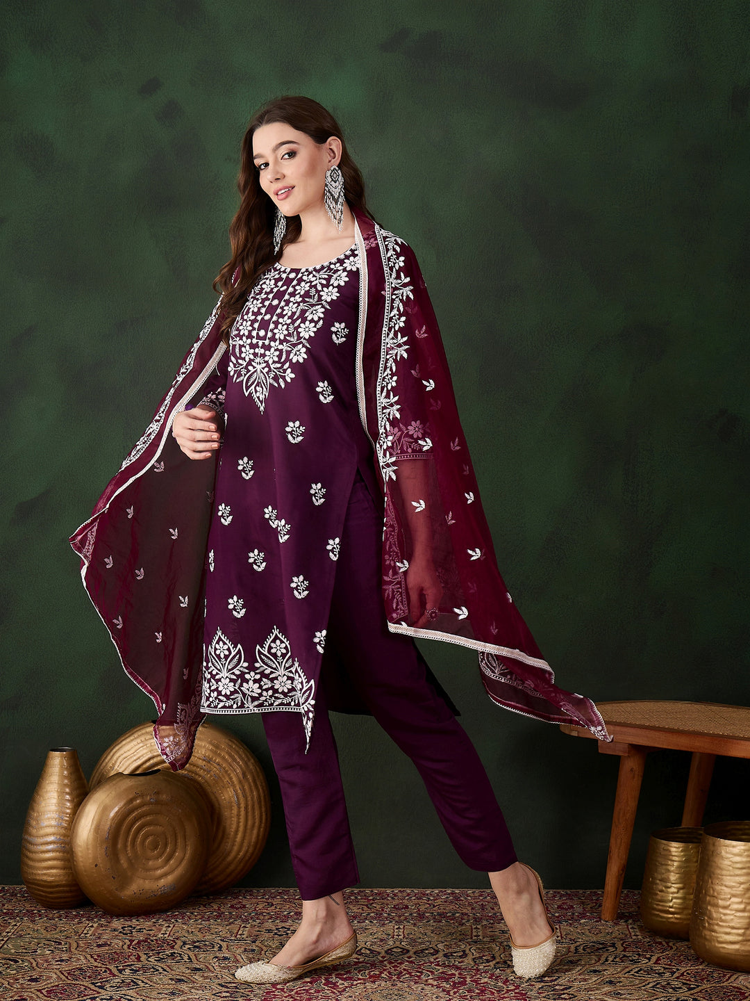 Graceful Baby Pink Roman Silk Top with Bottom | Accentuated by a Organza Dupatta