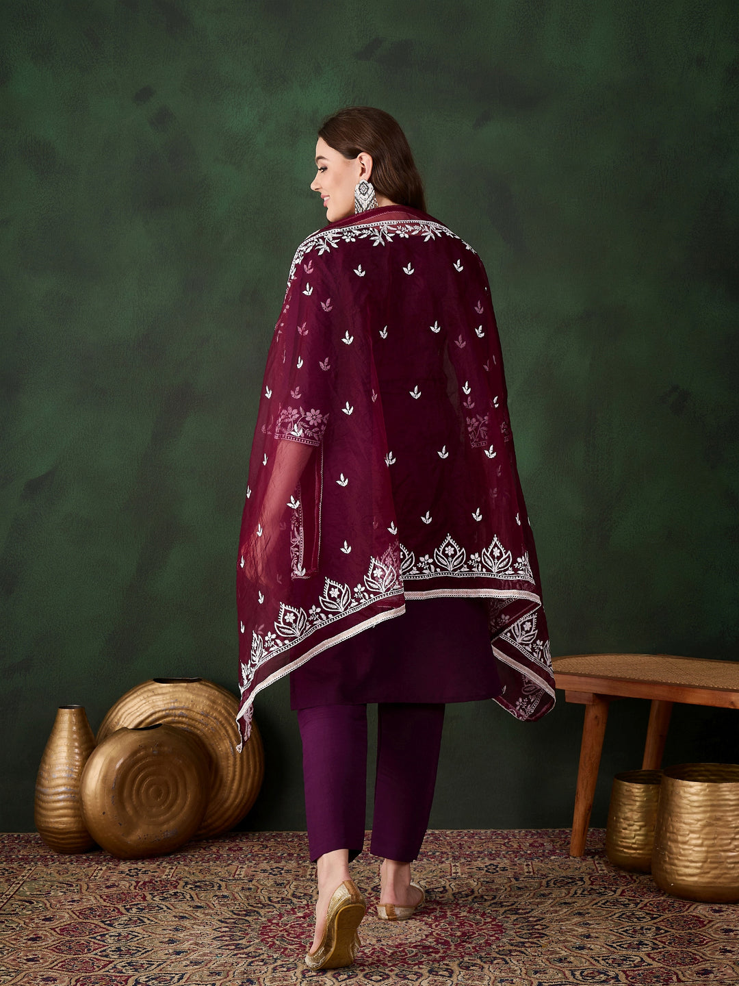 Graceful Baby Pink Roman Silk Top with Bottom | Accentuated by a Organza Dupatta