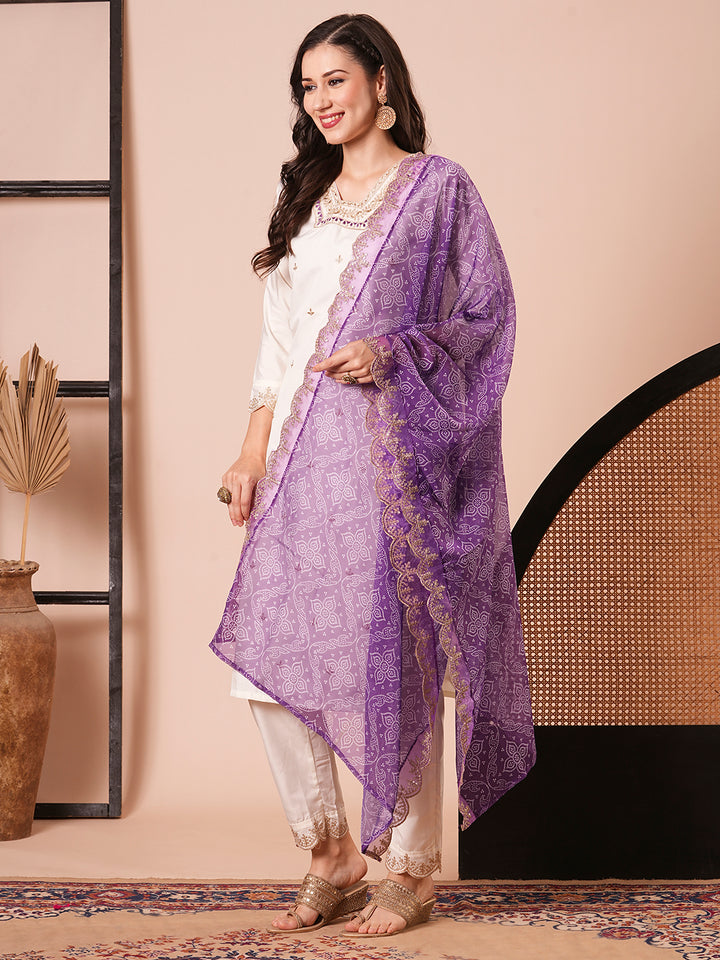 Stunning Off White Suit | Roman Silk top bottom with Taby Silk dupatta