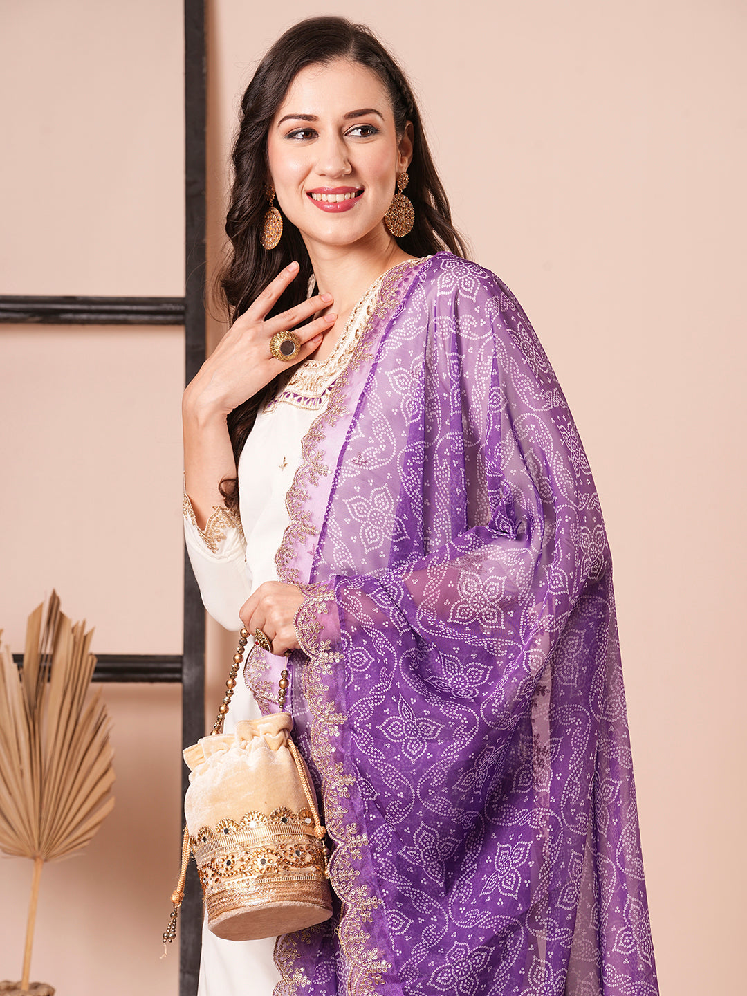 Stunning Off White Suit | Roman Silk top bottom with Taby Silk dupatta