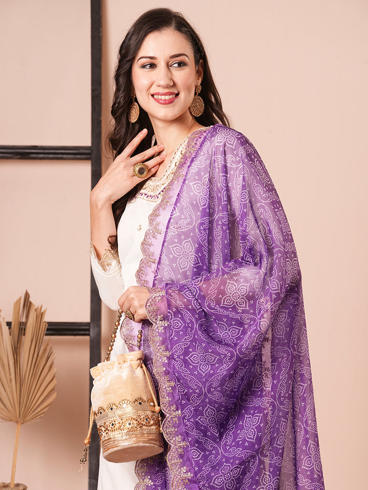 Stunning Off White Suit | Roman Silk top bottom with Taby Silk dupatta