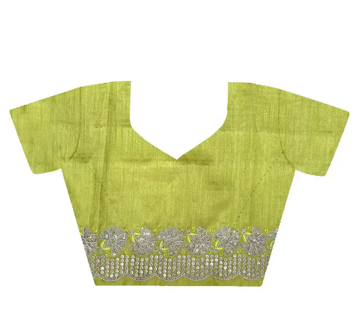 Partywear Gold Crunchy Saree | Sequins, Thread Embroidery & Cut Work