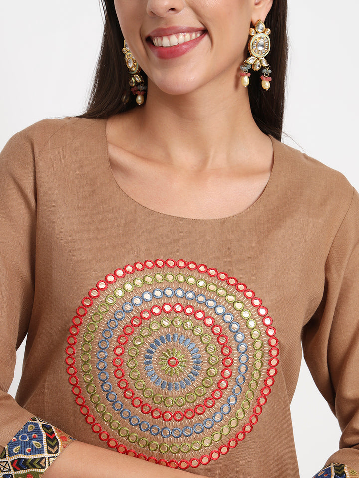 Charming Brown Suit | Magic Cotton top bottom with Muslin dupatta
