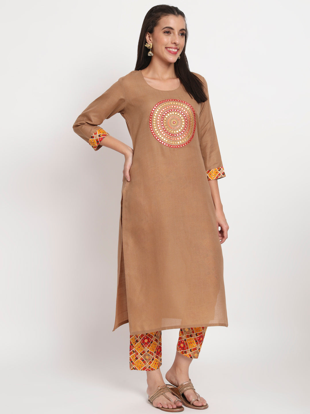 Charming Brown Suit | Magic Cotton top bottom with Muslin dupatta