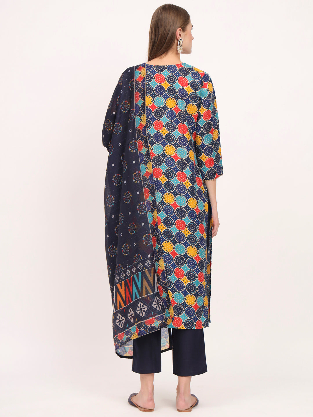Stunning Dark Blue Suit | Magic Cotton top bottom with Muslin dupatta