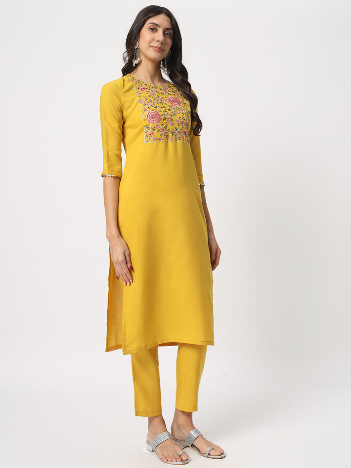 Stunning Yellow Suit | Cotton top bottom with Viscose dupatta