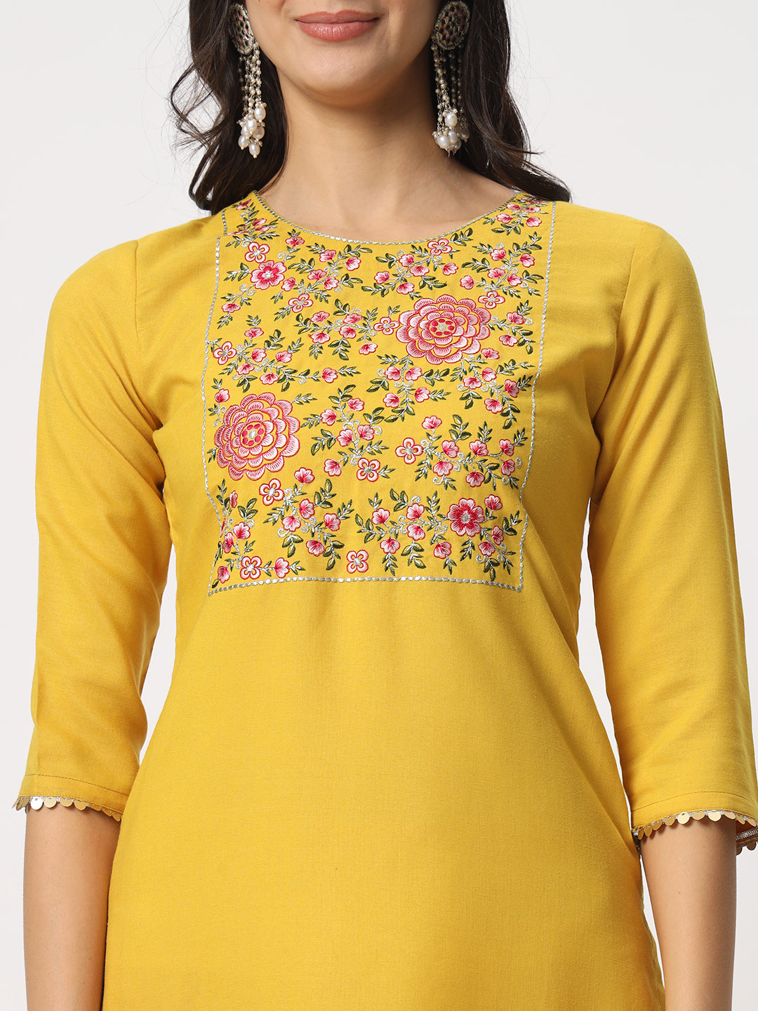 Stunning Yellow Suit | Cotton top bottom with Viscose dupatta