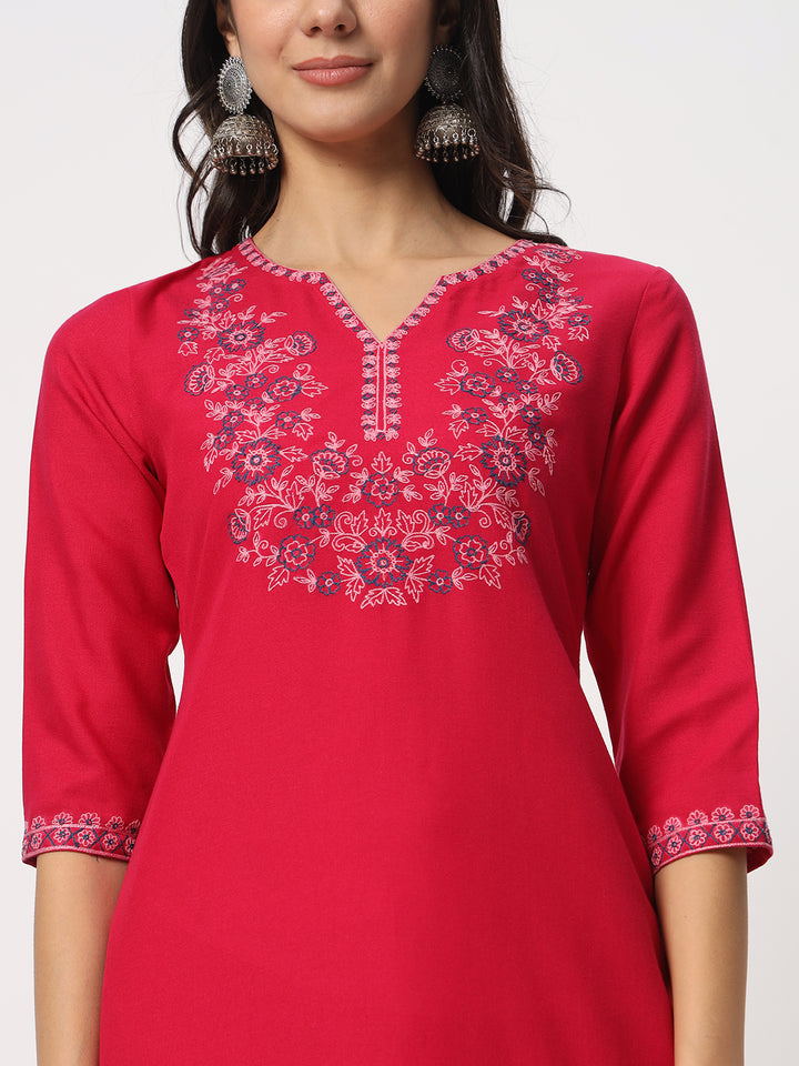 Charming Bright Pink Suit | Cotton top bottom with Viscose dupatta