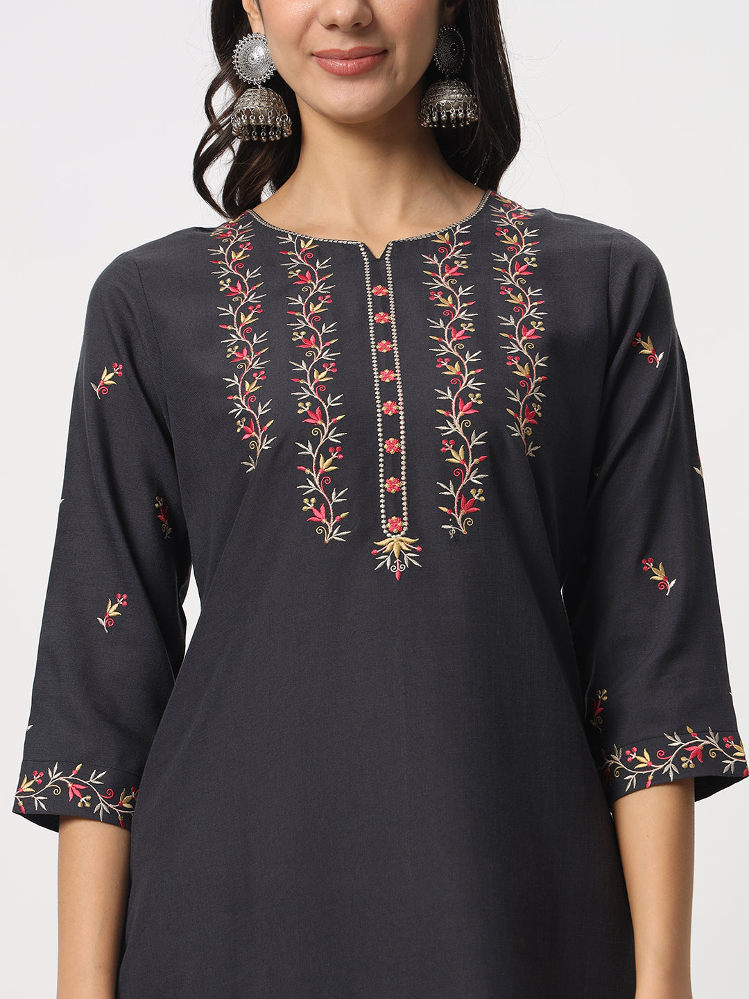 Gorgeous Black Suit | Cotton top bottom with Viscose dupatta