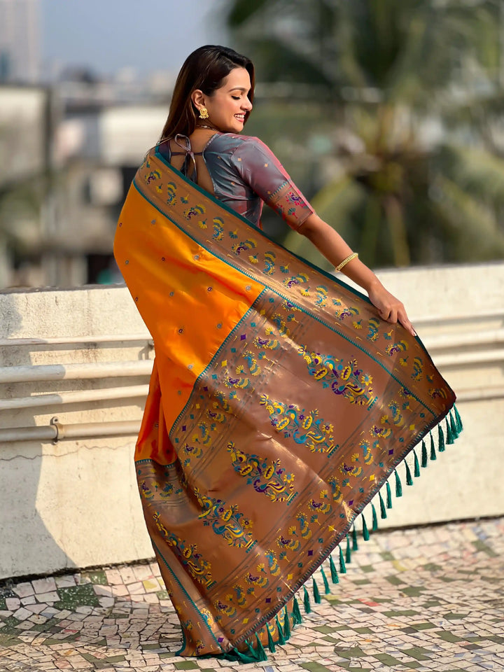 Traditional Soft Silk Saree | Weaving Paithani Meenakari Designer
