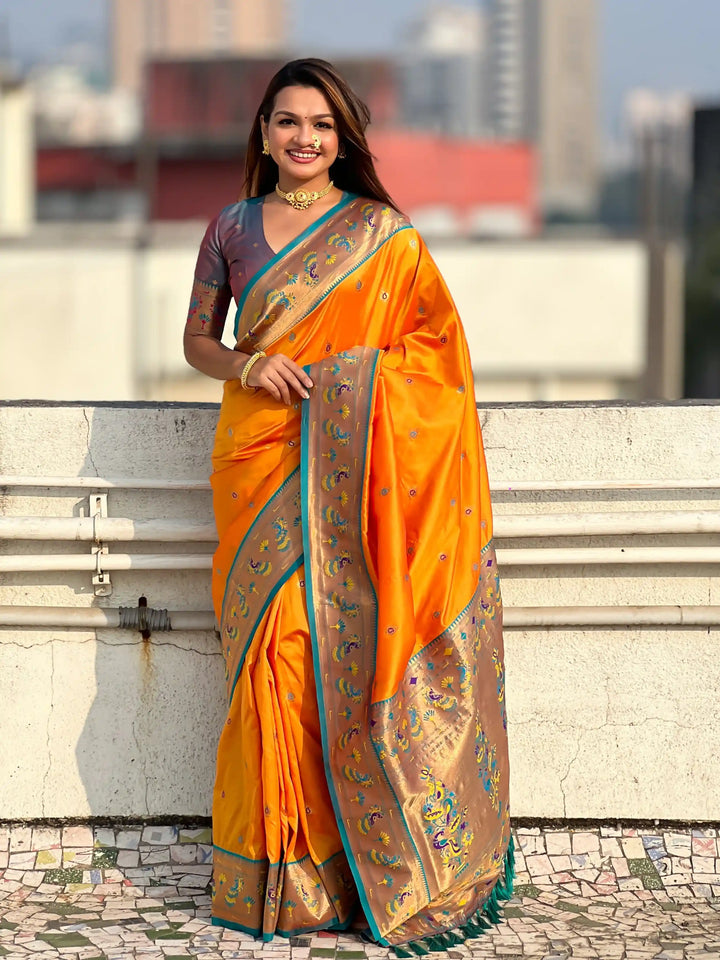 Traditional Soft Silk Saree | Weaving Paithani Meenakari Designer