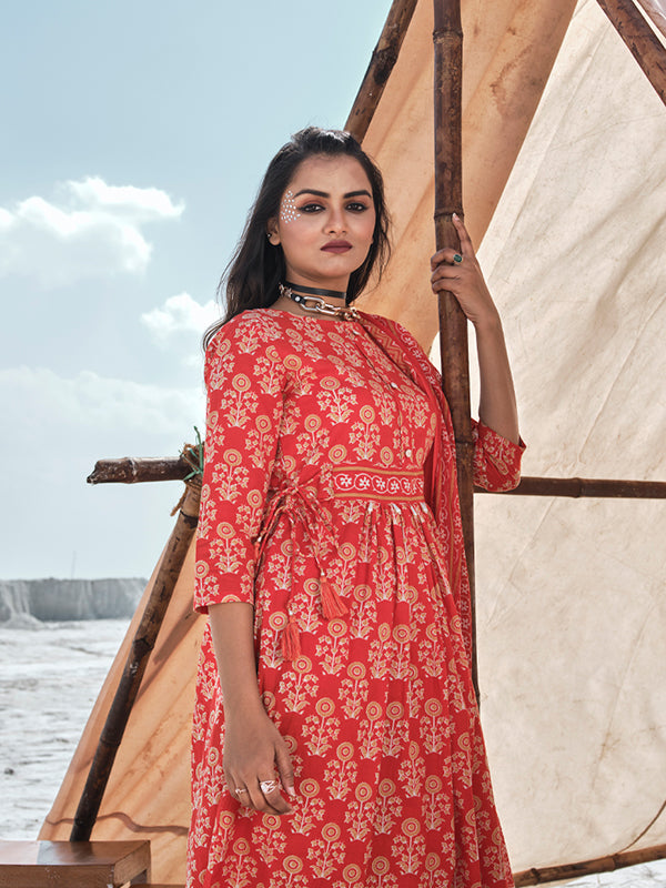 Chic Orange Cotton Salwar Suit Combination | Highlighting a Stunning Cotton Dupatta