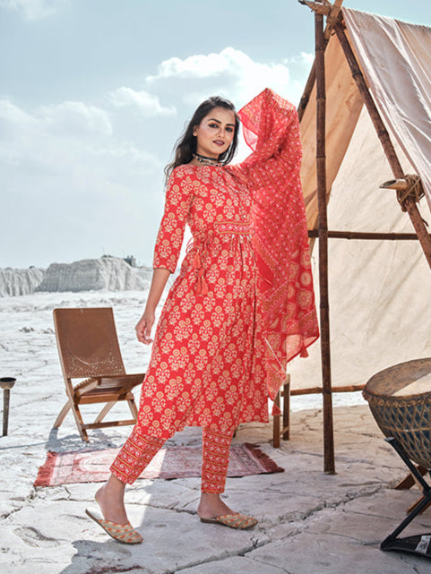 Chic Orange Cotton Salwar Suit Combination | Highlighting a Stunning Cotton Dupatta