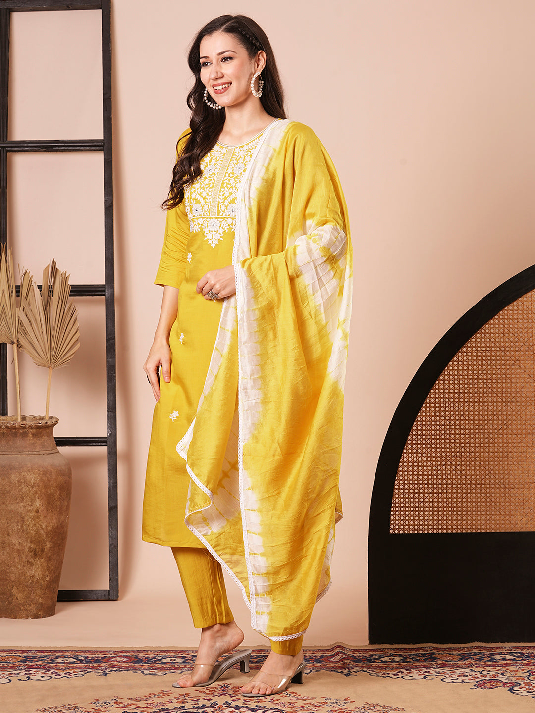Charming Mustard Suit | PV Chanderi top bottom with Chanderi Cotton dupatta
