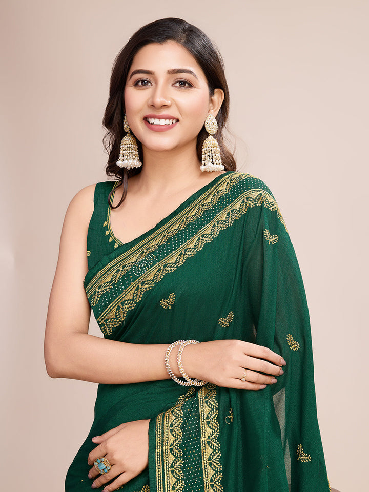 Luxurious Vichitra Silk Saree | Designer Embroidery for Festive Occasions