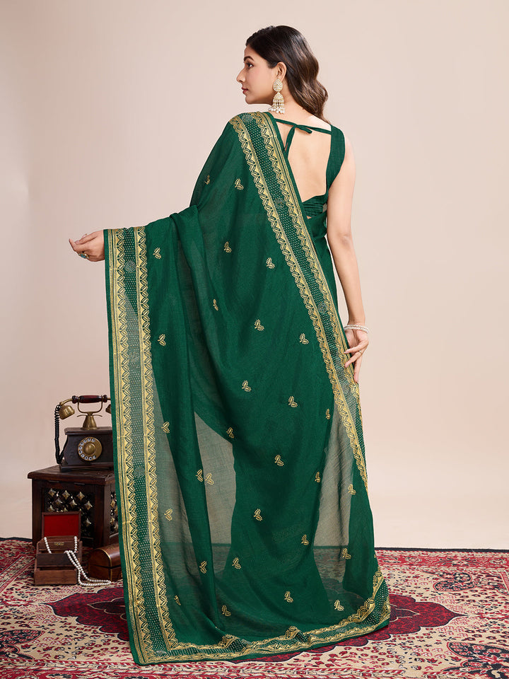 Luxurious Vichitra Silk Saree | Designer Embroidery for Festive Occasions