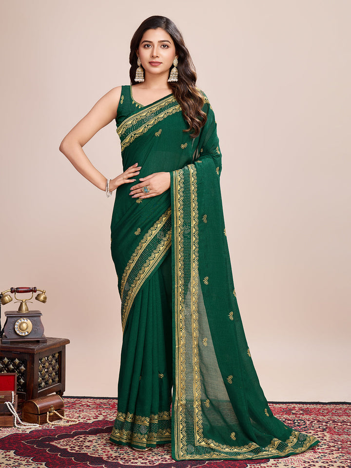 Luxurious Vichitra Silk Saree | Designer Embroidery for Festive Occasions