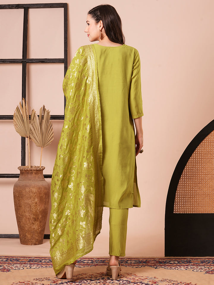 Gorgeous Dusty Pink Suit | PV Chanderi top bottom with Jacquard Silk dupatta