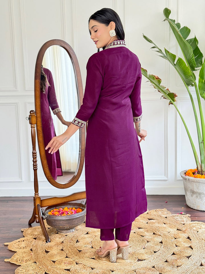 Graceful Lavender Suit | Viscose Chanderi top bottom with Silk Blend dupatta
