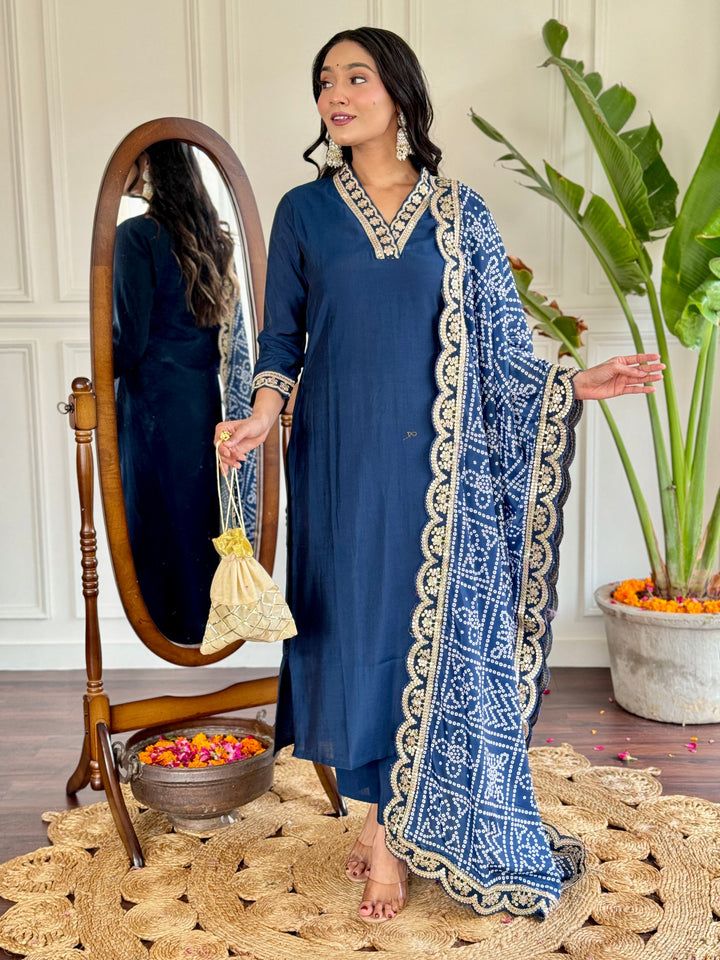 Graceful Lavender Suit | Viscose Chanderi top bottom with Silk Blend dupatta