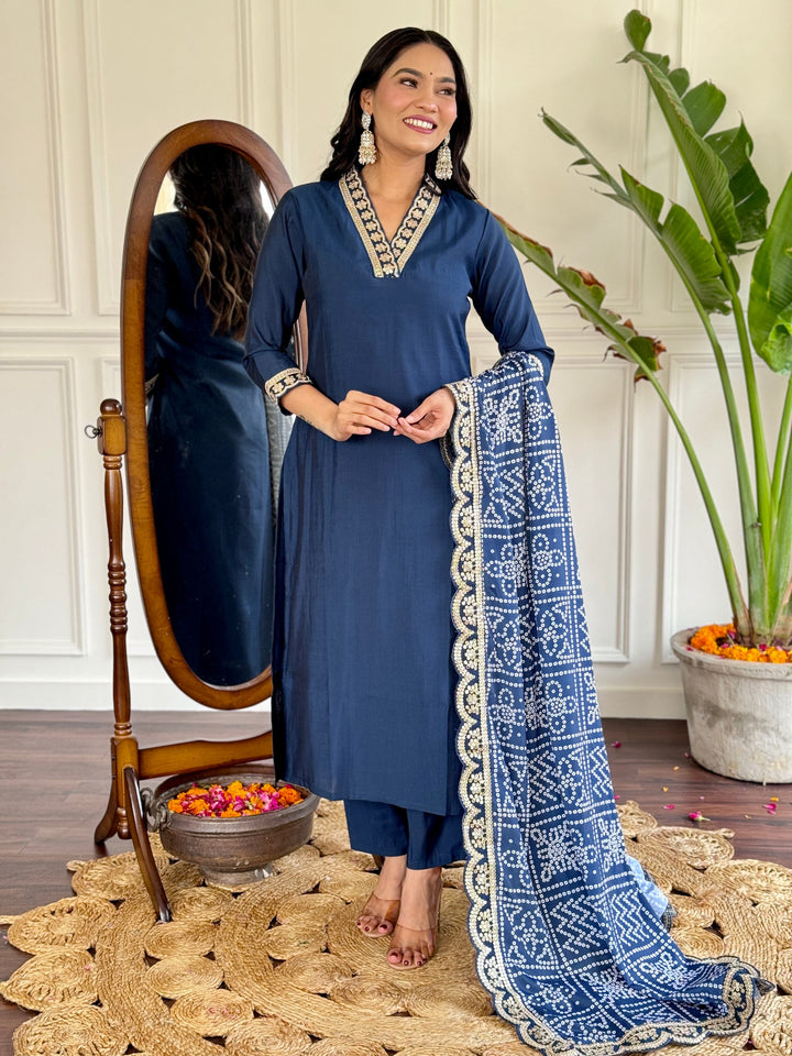 Graceful Lavender Suit | Viscose Chanderi top bottom with Silk Blend dupatta