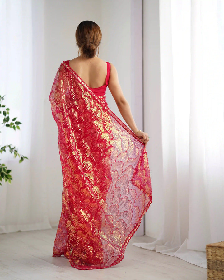 Stunning Mono Net Saree | Heavy Sequance Embroidery Work Work for Partywear