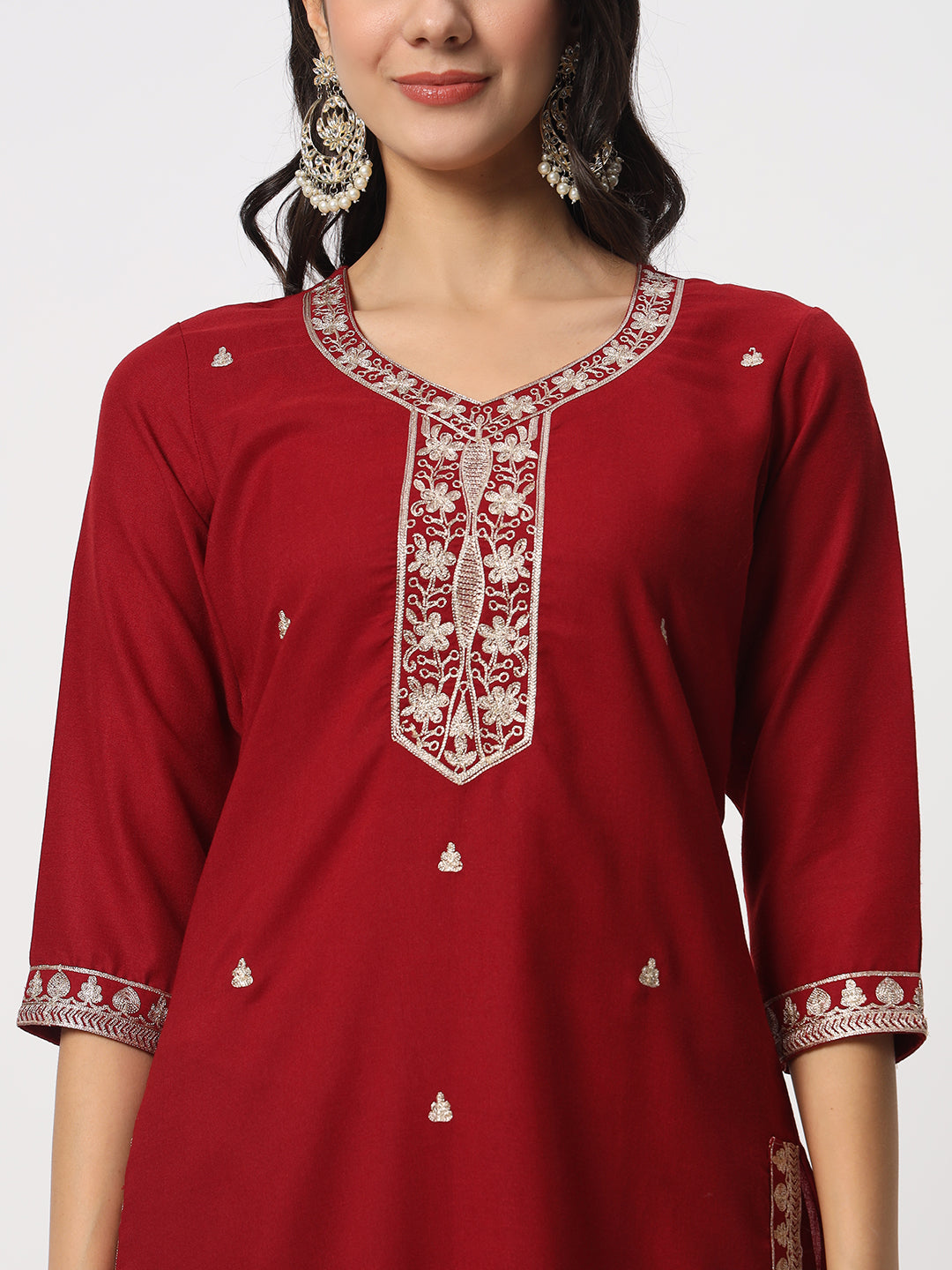 Gorgeous Maroon Suit | Cotton top bottom with Viscose dupatta