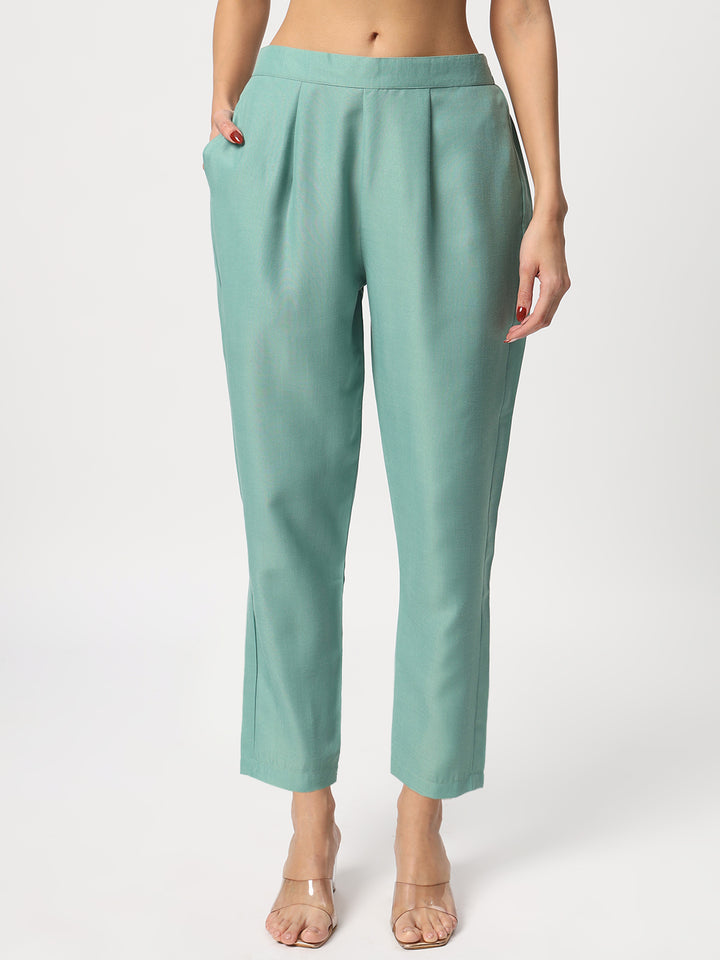 Graceful Sea Green Suit | Cotton top bottom with Viscose dupatta