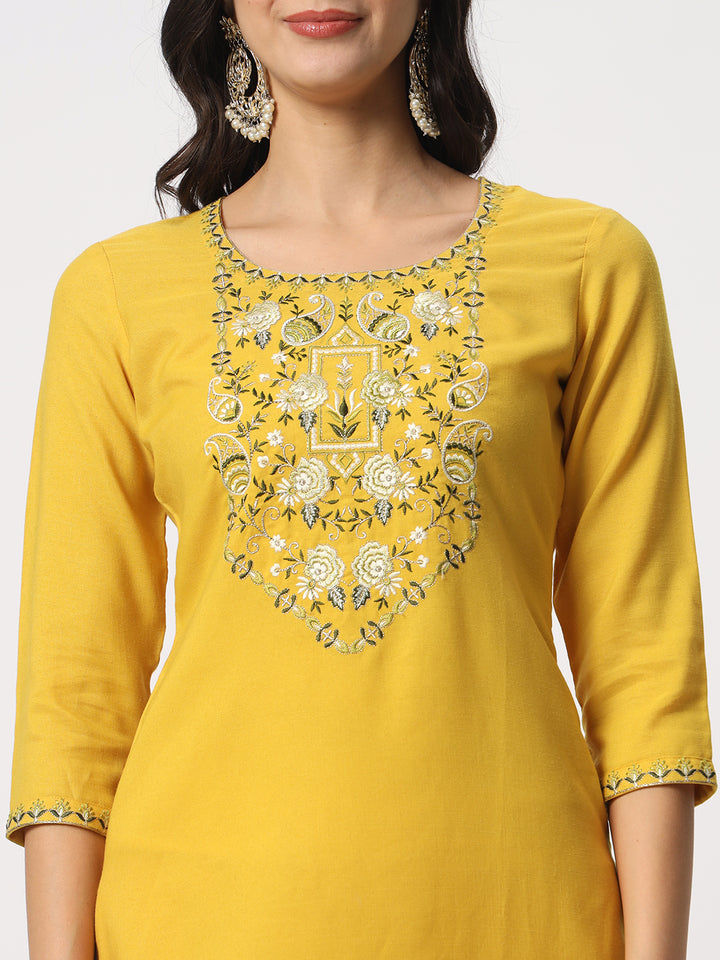 Gorgeous Yellow Suit | Cotton top bottom with Viscose dupatta