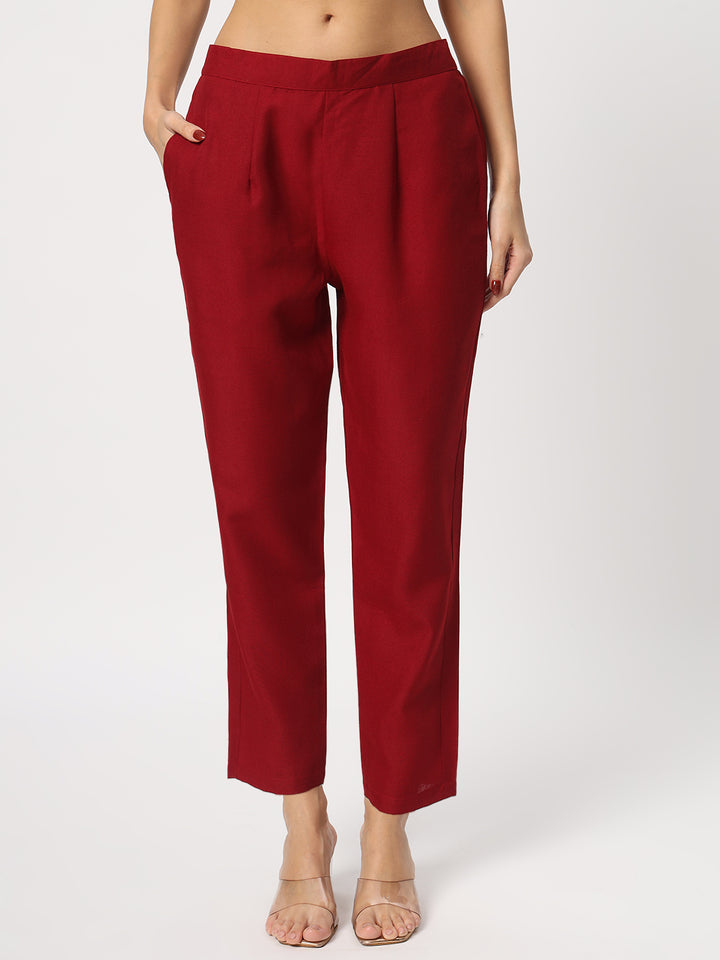 Elegant Maroon Suit | Cotton top bottom with Viscose dupatta