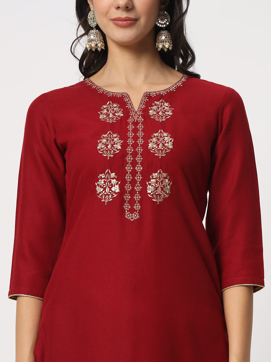 Elegant Maroon Suit | Cotton top bottom with Viscose dupatta