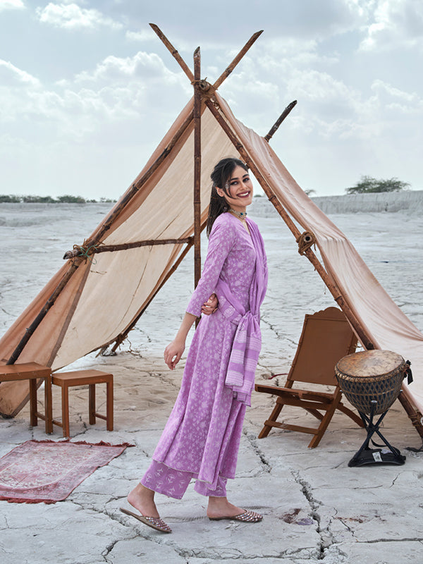 Stunning Lavender Suit | Cotton top bottom with dupatta