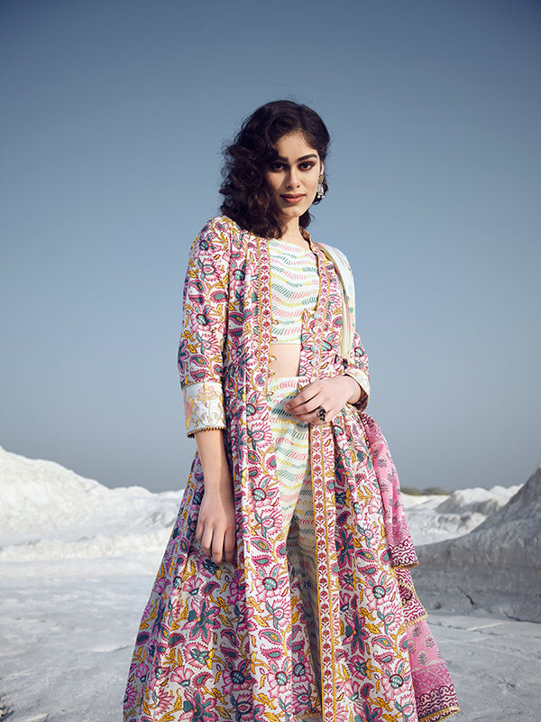 Gorgeous Multicolor Suit | Cotton top bottom with dupatta