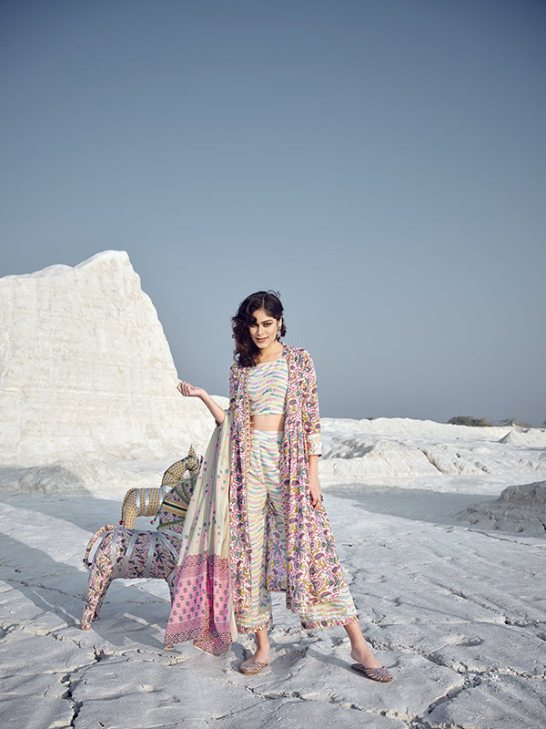 Gorgeous Multicolor Suit | Cotton top bottom with dupatta