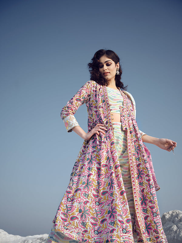 Gorgeous Multicolor Suit | Cotton top bottom with dupatta