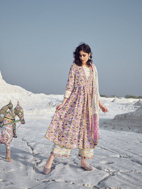 Gorgeous Multicolor Suit | Cotton top bottom with dupatta