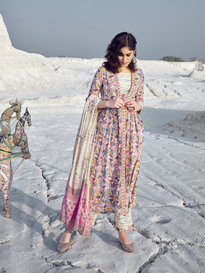 Gorgeous Multicolor Suit | Cotton top bottom with dupatta