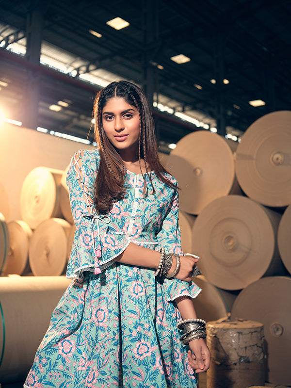 Stunning Sea Green Suit | Cotton top bottom with dupatta