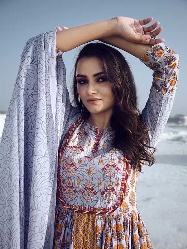 Elegant Multicolor Suit | Cotton top bottom with dupatta