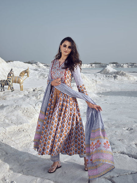 Elegant Multicolor Suit | Cotton top bottom with dupatta
