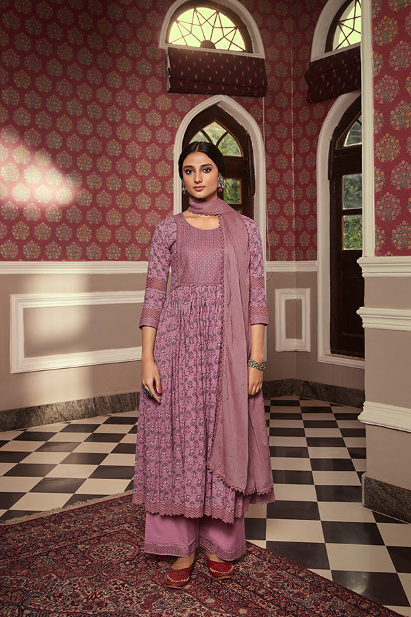 Charming Dusty Pink Suit | Cotton top bottom with dupatta