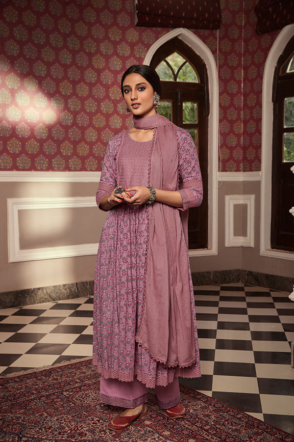 Charming Dusty Pink Suit | Cotton top bottom with dupatta